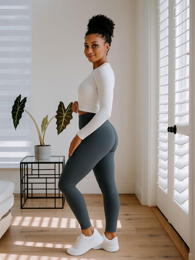 Conceited Fleece Lined Leggings Women - Warm - Winter - Women's Tights - Available in Plus Size - Cable - Large - X-Large Charcoal Grey - Image 4